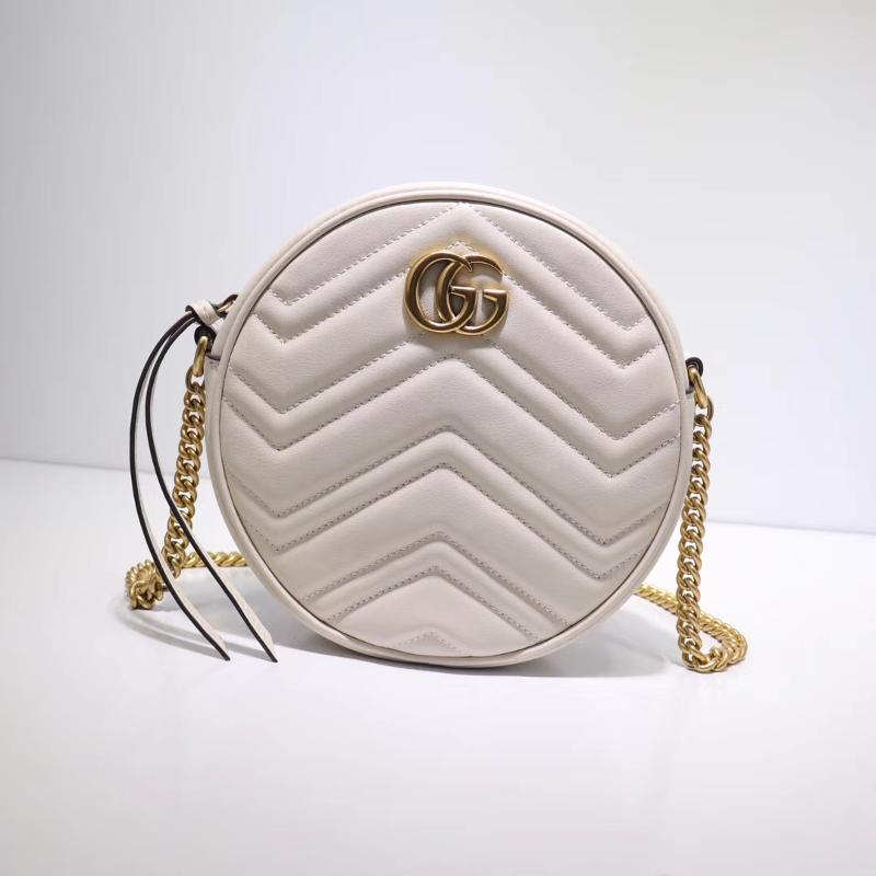 Gucci Chain Shoulder Bag 550154 full leather antique copper buckle pure white